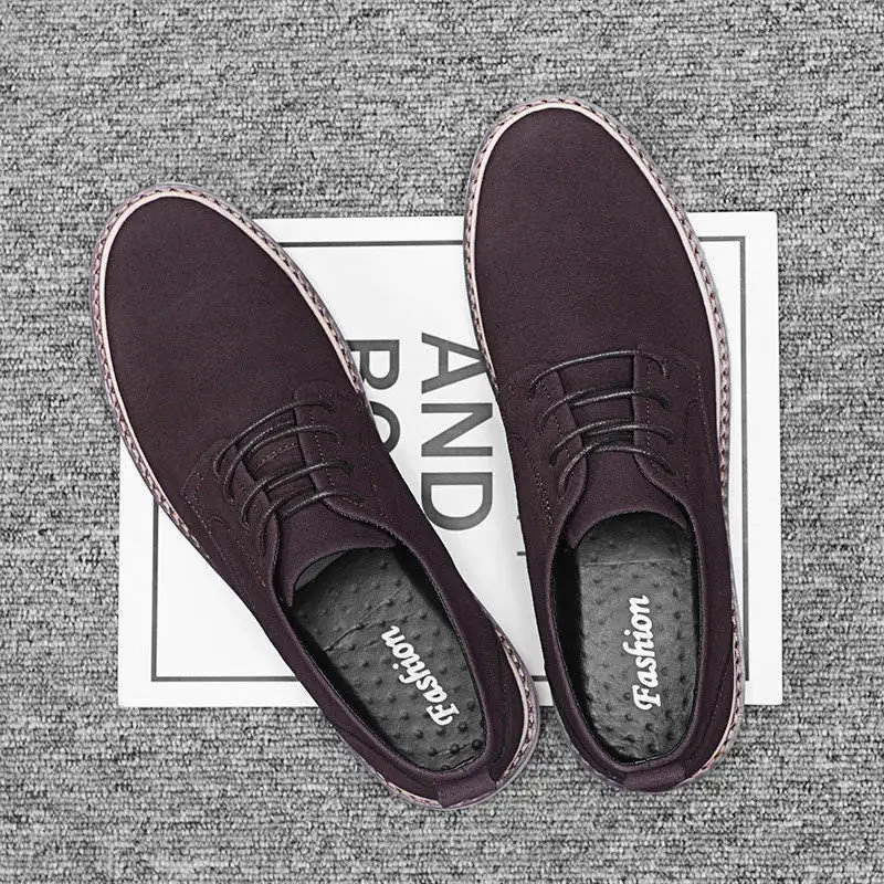 Classic Men's Casual Shoes Plus Size Breathable Man Oxford Loafers Lace-Up Suede Leather Man Casual Shoes Moccasins 38-47