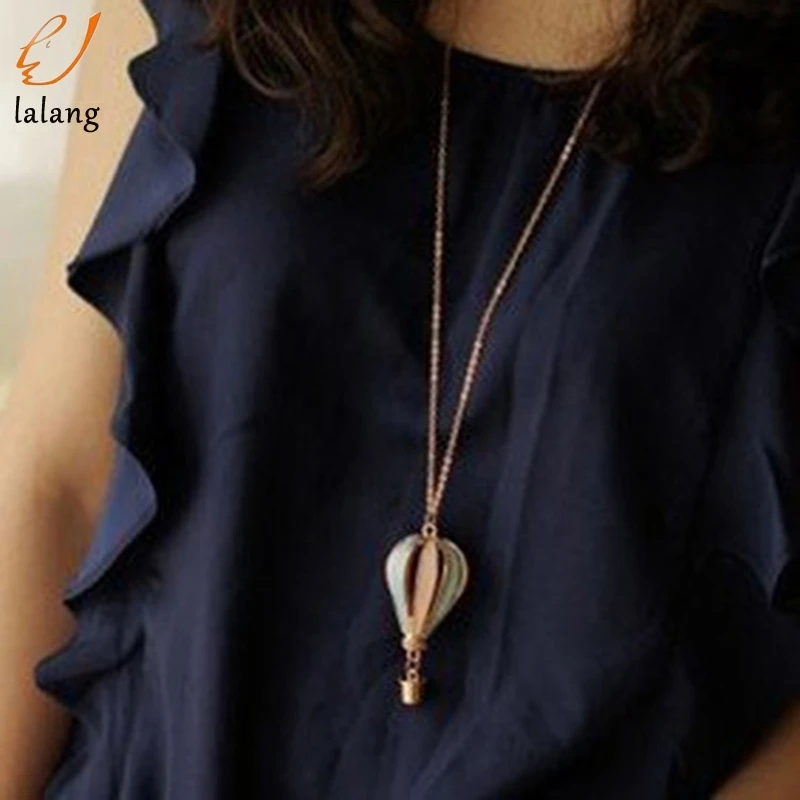 

Bow Color Creative Hot Air Balloon Necklace For Women Fashion Jewelry Gift Neck Lace