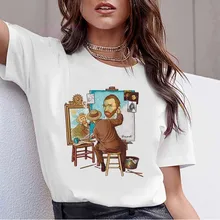 Camiseta con pintura de Van Gogh, camiseta femenina ulzzang para mujer, camiseta artística harajuku, camisetas kawaii, camisetas gráficas aestheti