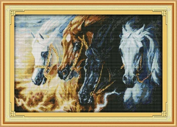 

Galloping steed (2)Animals cotton cross stitch kit 14ct white 11ct printed embroidery DIY handmade needle work wall home decor