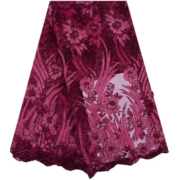 

2018 Latest African French Beads Lace Fabric Quality And Reasonable Price African Mesh Lace Fabric For Wedding African Lace 1268