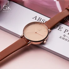 Shengke relógios femininos marca de luxo relógio de pulso de couro das senhoras da moda genebra relógio de quartzo relogio feminino novo sk