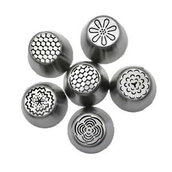 

6Pcs/Set Nozzles Piping for Cream Pastry Syringe Russian Tips Mouth Icing Tools Cake Decorating Design Rose Flower Beak Kitchen