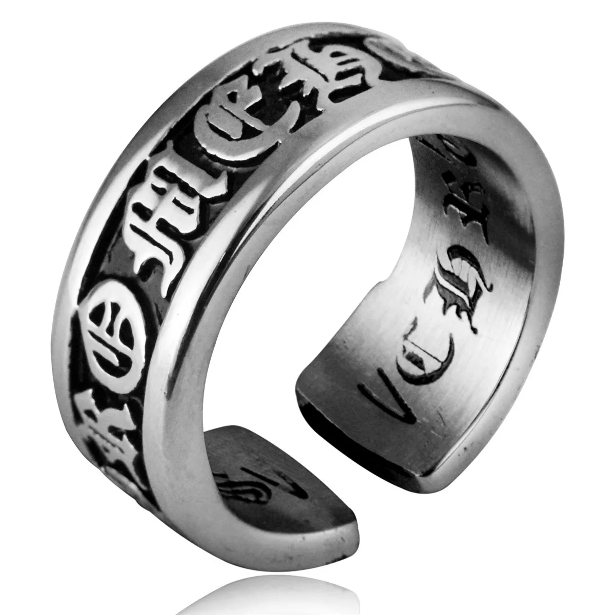 Кольцо из нержавеющей стали 316L для мужчин и женщин Never Fade power Lucky "Ом мани падме хум" санскрит буддистское кольцо с мантрой 8 мм