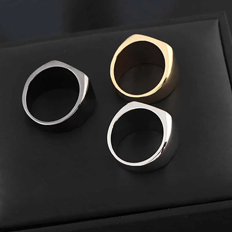 Простое и гладкое простое мужское квадратное кольцо из нержавеющей стали для мужчин, подарочное кольцо, винтажные украшения