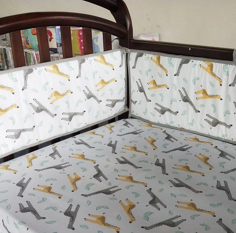 Набор постельных принадлежностей для малышей, 8 шт., мягкие бамперы для детской кроватки, Комплект постельного белья с рисунком из мультфильма(4 бампера+ чехол для кровати+ кровать+ одеяло+ подушка