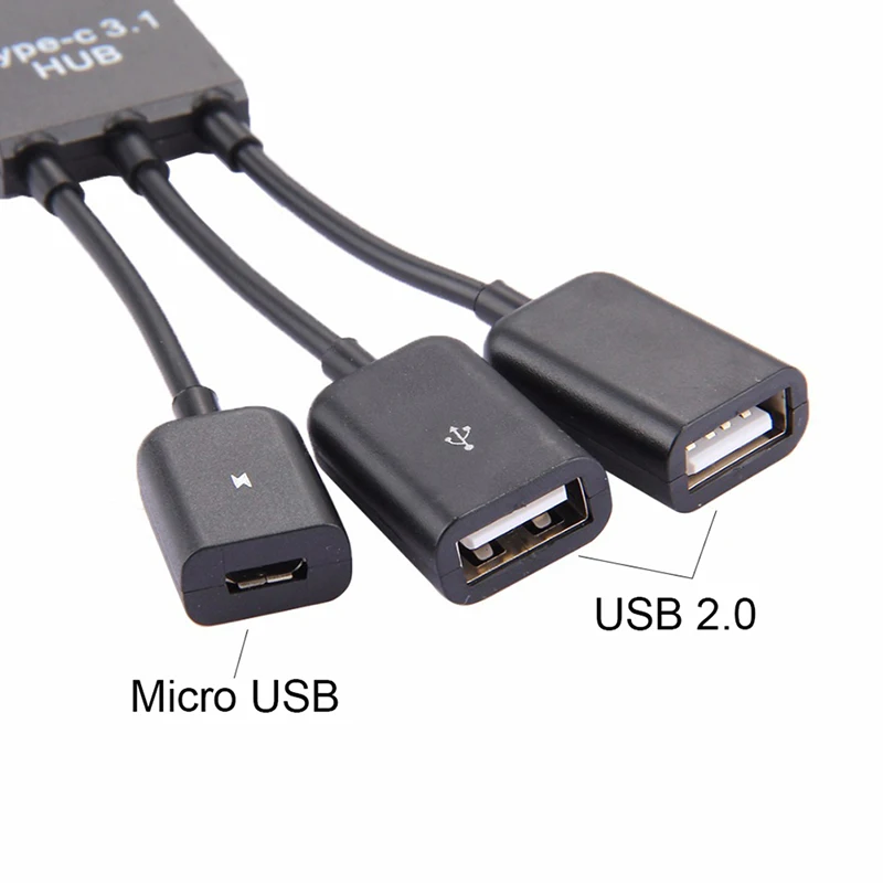 3 в 1 Многофункциональный 3 порта USB-c type-c 3,1 штекер USB 2,0 OTG концентратор адаптер кабель конвертер
