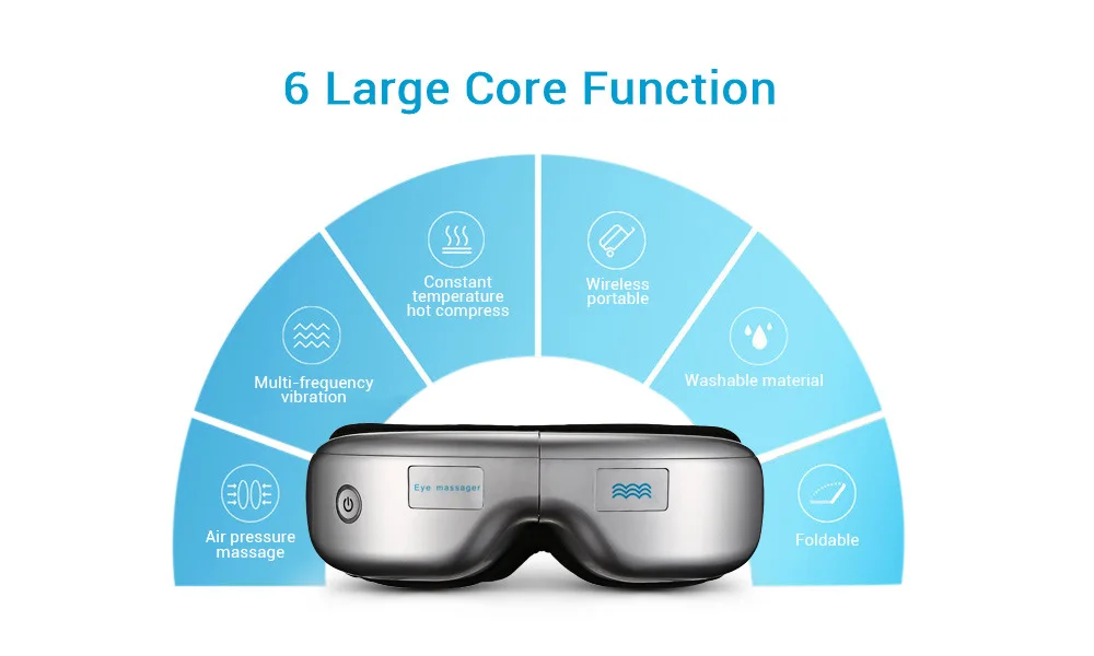 Quality Eye Massager Electric Air Pressure Eyes Massager Instrument Music Wireless Vibration Heating Therapy Massage Eye Care
