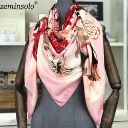 100% шелковый шарф для женщин большой шали палантины цветочный принт квадратный шарфы для Echarpes Foulards Femme обёрточная бумага банданы шарфы 130*130
