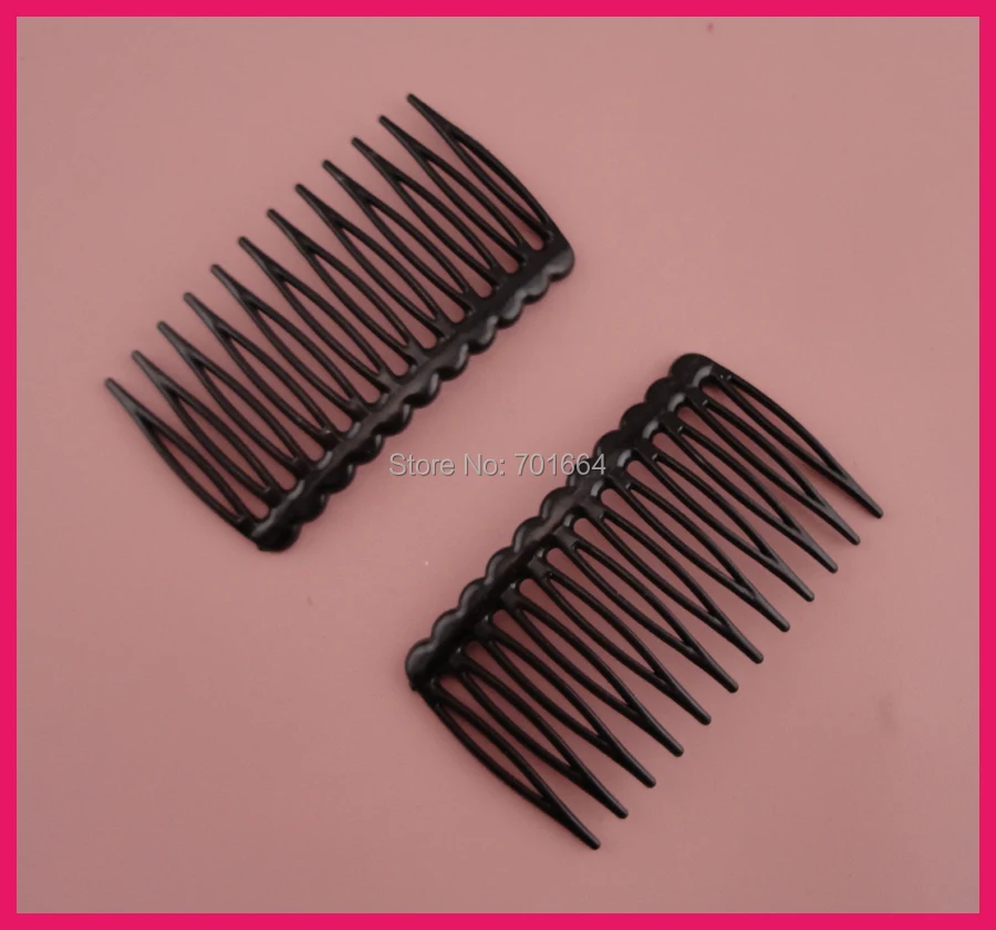 30PCS 3.8cm*6.8cm Mini 12teeth black Plain Plastic Hair Combs for diy