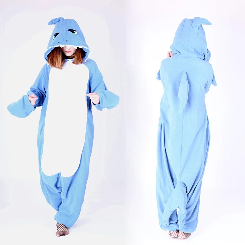

Adult Pyjamas Cosplay Costume Cartoon Angry Blue Shark Onesies Sleepwear Adult Pajamas Halloween Party Clothing For Woman Man