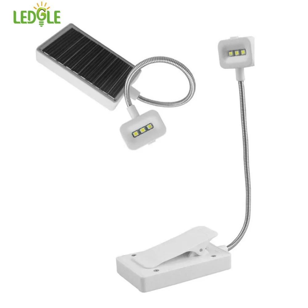 

LEDGLE Solar Book Light Lightweight Reading Light Adjustable LED Desk Lamp with Clip, Efficient Solar Panel, 2 Lighting Modes