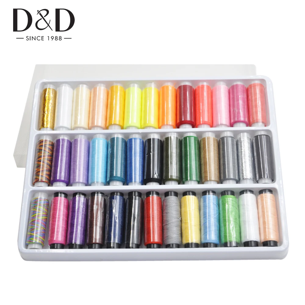 

39 Spools Sewing Thread Set Gold/Polyester Thread for Sewing Machine Hand Quilting Stitching Thread Box Sewing Kits