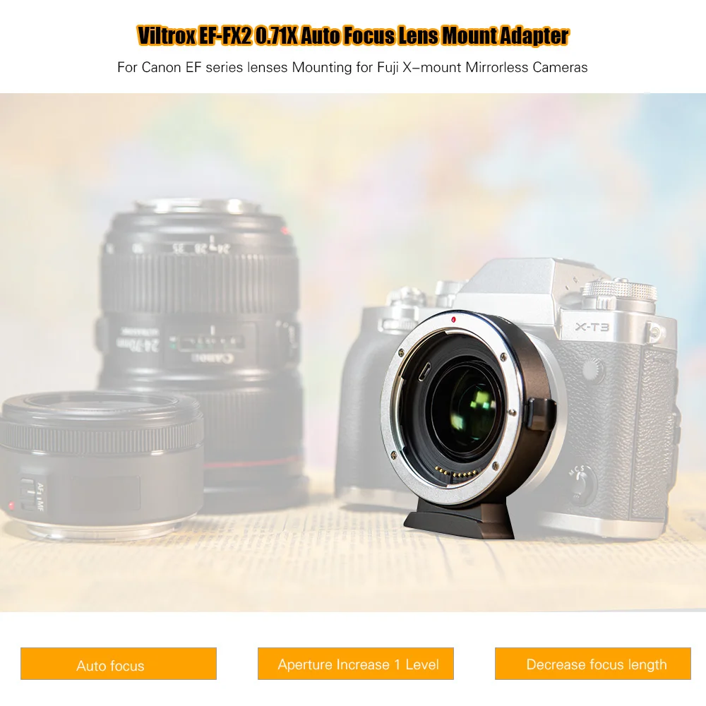 Viltrox EF-FX2 с автофокусом кольцо-адаптер для объектива Canon EF EF-S для Fuji X-Mount беззеркальных камер X-T1 X-T2 и т. д