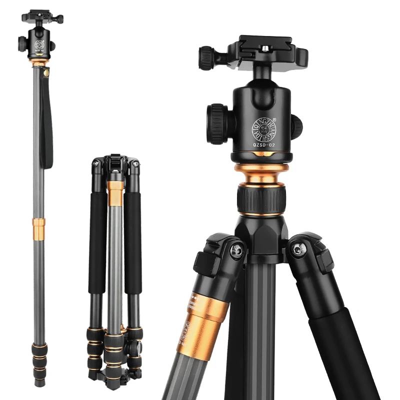 

Original QZSD Q999C Professional Carbon Fiber DSLR Camera Tripod Monopod+Ball Head/Portable Photo Camera Stand/Better than Q999