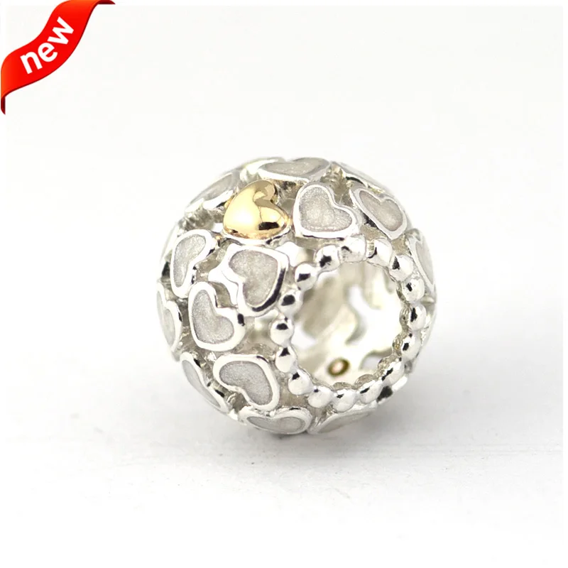 

Fits For CKK Braclets Abundance of Love Charms with 14K Real Gold Heart 100% 925 Sterling Silver Beads Free Shipping