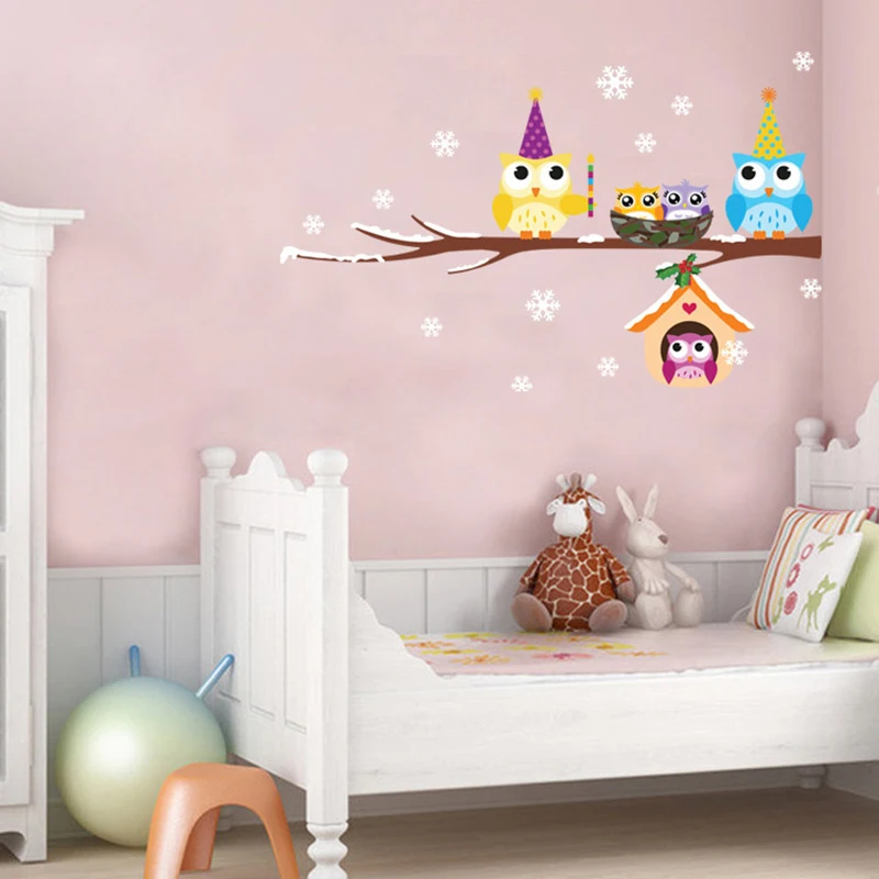 2016 New Brand Wall Stickers Home Decor Posters Cartoon Owl Decal For Home Decor Wall Stickers