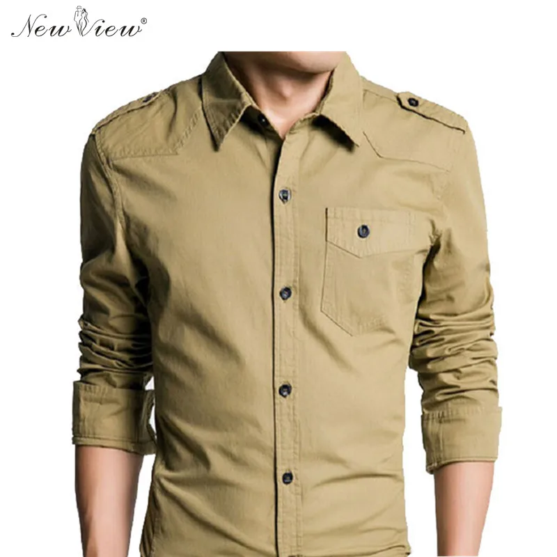 Compra estilo militar camisas de los hombres online al por