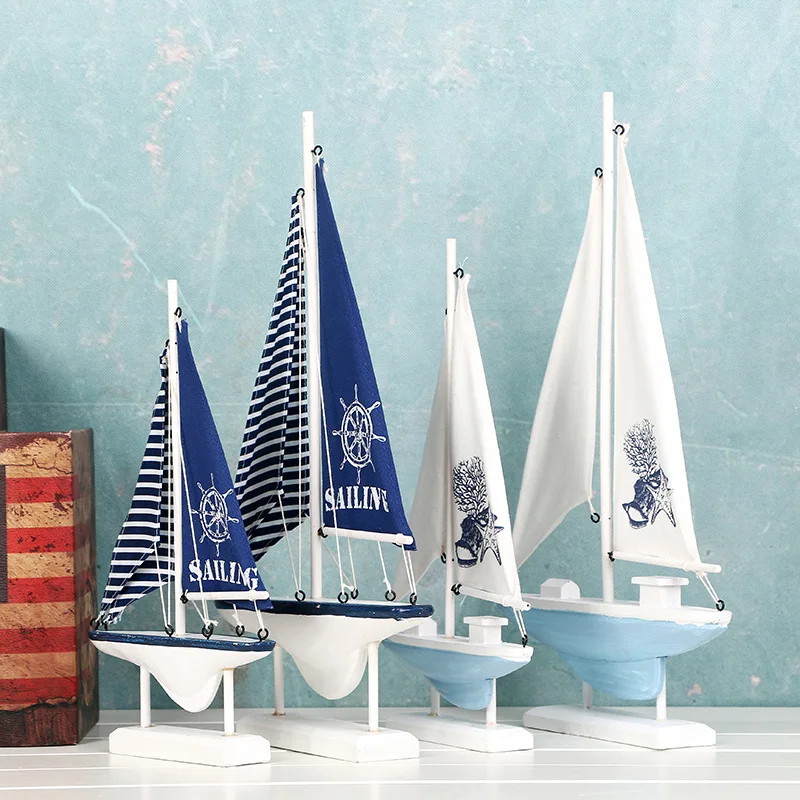 Home Decor Christmas Gifts Mediterranean Style Boat Sailing Ship Bar Handicraft Furnishing Articles Gifts Crafts Sailing Model