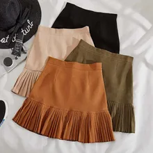 WEIKADUN женские замшевые плиссированные юбки Модные женские осенние зимние с высокой талией на молнии трапециевидные облегающие Короткие мини юбки D72