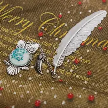 1 шт., винтажная металлическая Закладка в виде совы, светящаяся подвеска, держатель для страниц, светящаяся в темноте, записная книжка, скрепки, канцелярские закладки, подарок для учителя