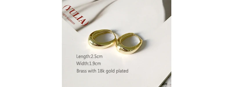 Peri'sbox 25 мм* 19 мм Золотые Широкие овальные серьги-кольца для женщин, минималистичные повседневные серьги-Обручи из Морден латуни, серьги Huggie, подарки