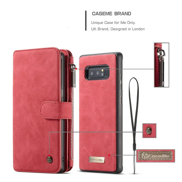 Красный Для samsung Galaxy Note 9 Note9 Note8 многофункциональный съемный Роскошный чехол для телефона Galaxy Note 8 Coque Капа - Цвет: Красный