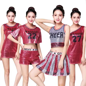 

Sequined Jazz Dance Costume Modern Street Dance Clothing Group Cheerleading Team Aerobics DS Bright Film Show Clothing