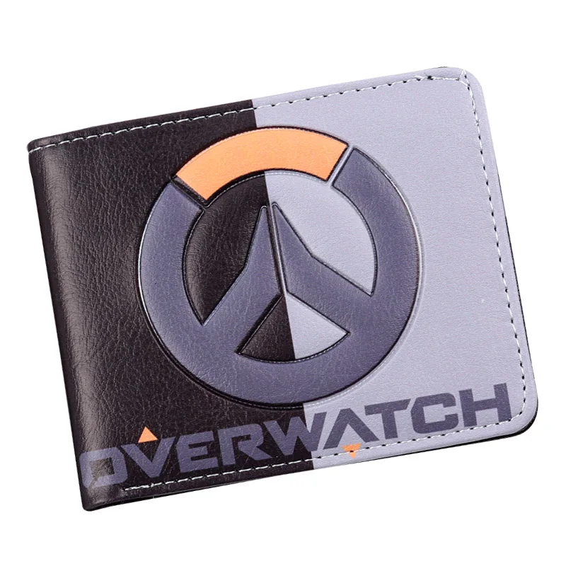 Новое поступление, кошелек в стиле Overwatch для игр, двойной держатель для карт, подарок, черный мужской кошелек из искусственной кожи