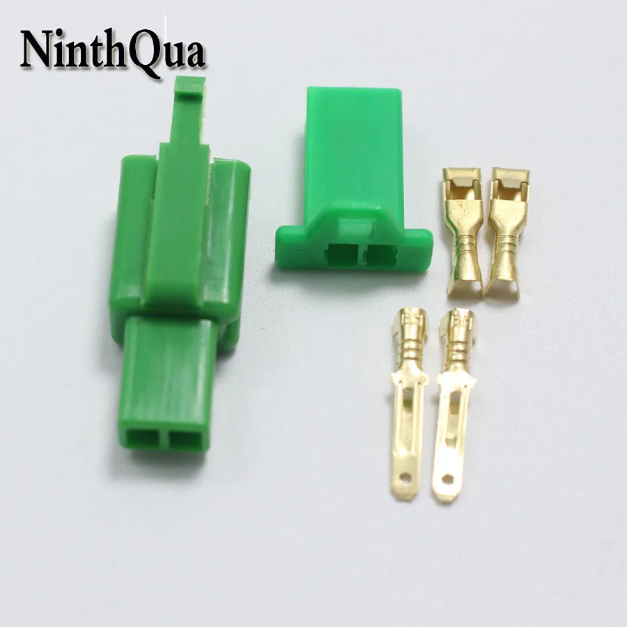 2set 2.8mm 2P Green Electrical Connector Kits 2.8 mm 2Pin Male Female