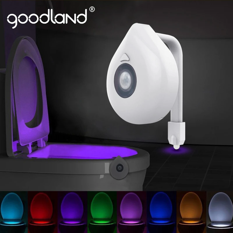 Goodland LED Toilet Light PIR Motion Sensor Night Lamp 8 Colors Backlight WC Toilet Bowl Seat Bathroom Night light For Children best night light