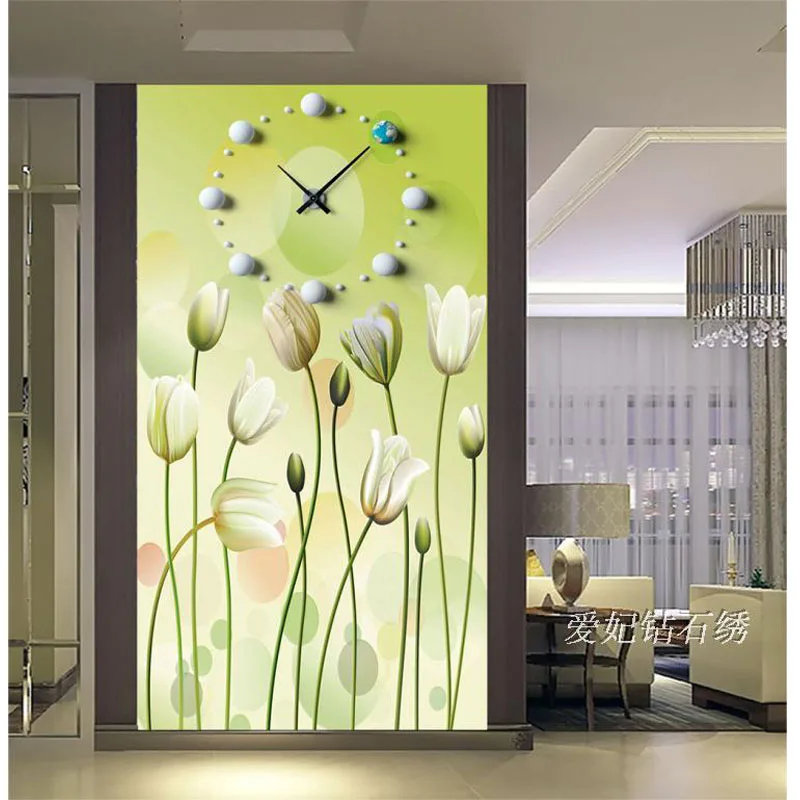 

Diy Diamond Painting Cross Stitch Flower Clock Square Rhinestone Diamond Embroidery Patchwork Mosaic Needlework Kit Wall Decor