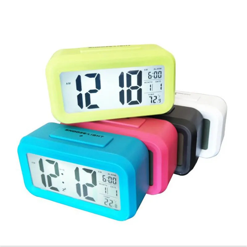 

LCD Snooze alarm clock cilent backlight digital table clock with thermometer for bedroom creative electronic clock home decor