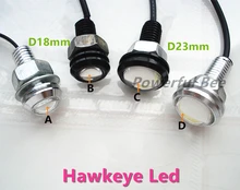 

2 x Aluminum waterproof hawkeye led 3W DRL daytime lights, white red yellow blue pink and ice blue car moto tail reverse lights