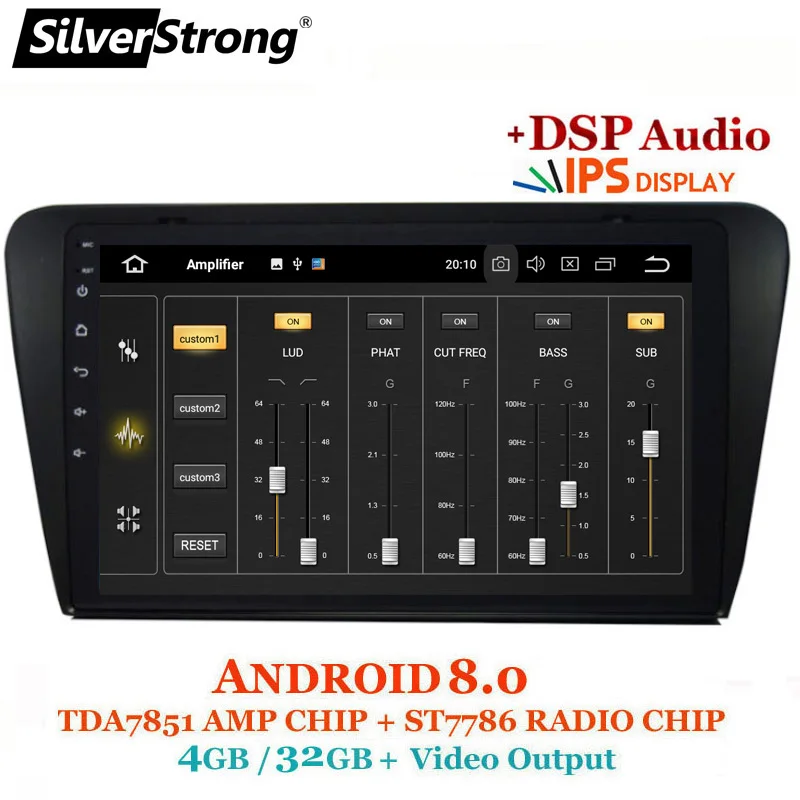 SilverStrong Android9.0 4 Гб ОЗУ 8 ядерный автомобильный DVD для Skoda Octavia3 Octavia A7 радио Bluetooth DAB+ опция TPMS DSP - Цвет: 14OCTAVIA-8coreDSP