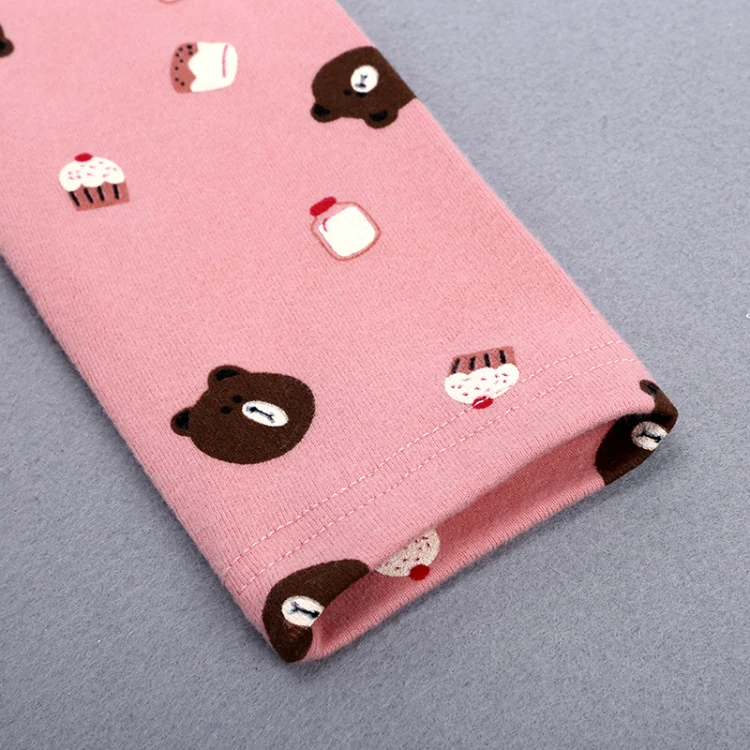 cartoon bear print long sleeve  baby homewear  O-Neck baby clothes set elastic breathable fabric (3)