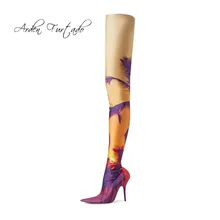 Arden Furtado/ г. Весенне-осенние сапоги выше колена на высоком каблуке 10 см с принтом модные женские сапоги до бедра на высоком каблуке 43