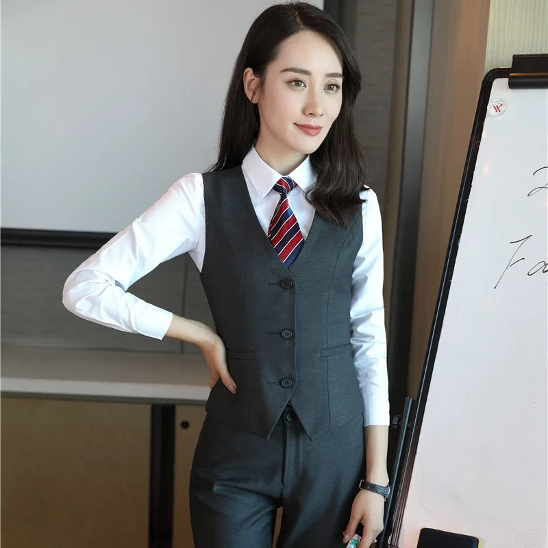 Vest Formal For Ladies With Sets Pantsuits Blazers Work And Grey Business Women Suits Autumn black Grey Wear Office Coat Winter Pants zqXA5w