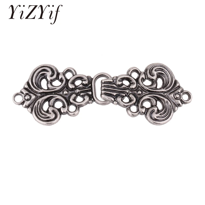 IEFIEL 5 Pairs Retro Flower Filigree Trivet Clasp Fasteners Clip for Cape Cloak Cardigan