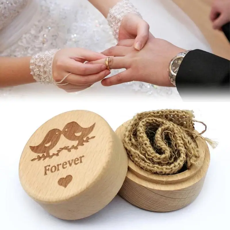 

Customized Wedding Gifts Ring Bearer Box Village Personalized Ring Holder for Engagement Wedding Ring Box