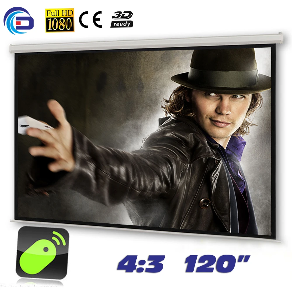 

120 inches 4:3 Electric Motorized Matt White Projector Screen pantalla proyeccion for LED LCD HD Movie Projection