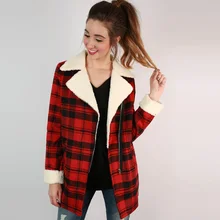 Лондонский стиль, осенняя Женская куртка, пальто, отложной воротник, молния, карманы, красная клетчатая зимняя куртка для женщин, chaquetas mujer