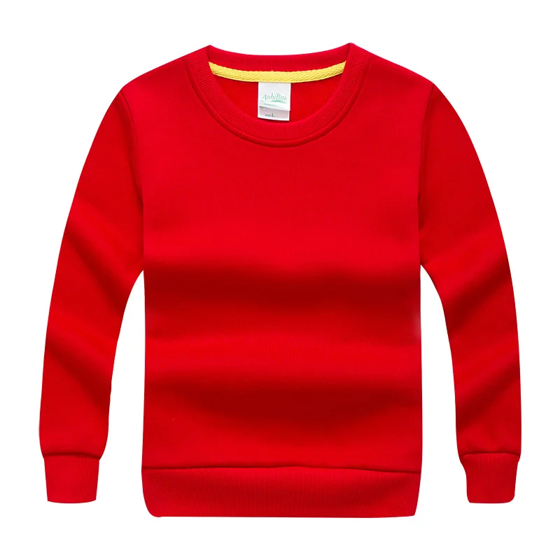 Простые базовые детские толстовки теплый белый Повседневный пуловер для мальчиков и девочек Толстовка детская одежда унисекс от 2 до 10 лет AKH165006 - Цвет: Красный
