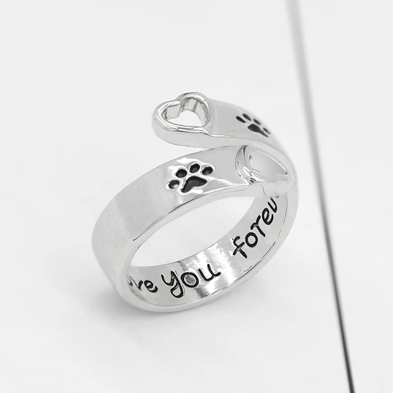 Женское кольцо в стиле хип хоп с надписью I Will Love You Forever|footprint ring|ring with letterforever love |