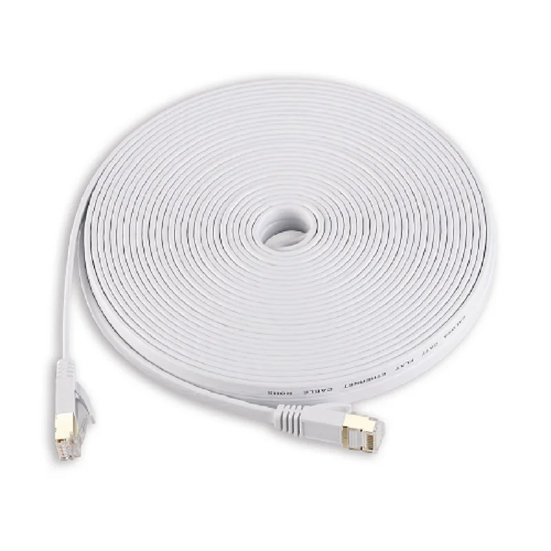 Black White Cat 7 Flat Ethernet Cable Cat7 Network Patch Cable 12351530M RJ45 Shielded (SSTP) Lan Cable CAT7 CAT 7 Cable    (2)
