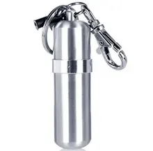 Mini portátil 1 peça de aço inoxidável fuel vaster querosene óleo fluido pode com corrente chave para isqueiros pote combustível para ao ar livre