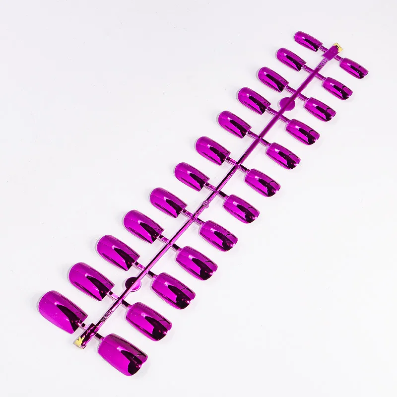 24 шт. съемный зеркальный светильник, металлические накладные кончики для дизайна ногтей, Французский акриловый полный набор блестящих насадок