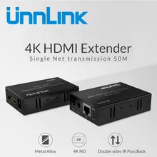 Unnlink UHD 4K@30HZ 50M HDMI Ethernet Extender Extension Via LAN CAT 6 RJ45 Network Cable with IR for LED tv mi box projector
