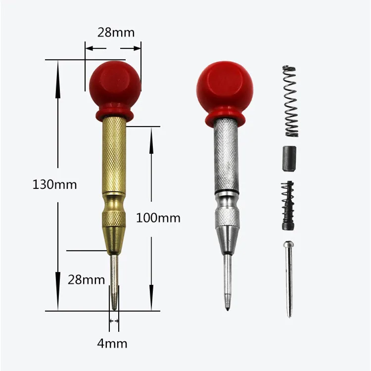 Автоматический центральный пробойник подпружиненный маркировочный инструмент из углеродистой стали корпус золотого цвета/серебряный цвет на выбор