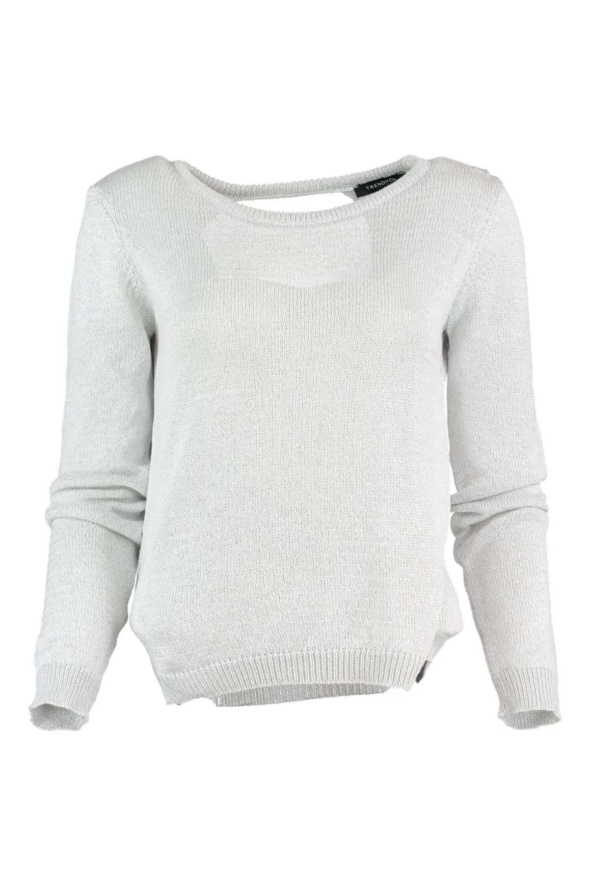 

Trendyol WOMEN-Gray Back Low-Cut Silvery Sweater Sweater TWOAW20HB0008